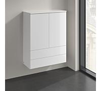 Villeroy & Boch Antao Highboard K47000GF, 2 portes, 814 x 1039 x 356 mm, façade lisse, laque blanche brillante / laque blanche brillante