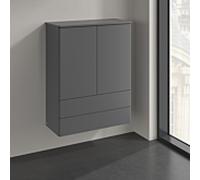 Villeroy & Boch Antao Highboard K47000GK, 2 portes, 814 x 1039 x 356 mm, façade lisse, laque anthracite mate / laque anthracite mate