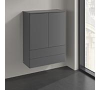 Villeroy & Boch Antao Highboard K47100GK, 2 portes, 814 x 1039 x 356 mm, façade texturée, laque anthracite mate / laque anthracite mate