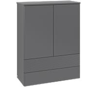 Villeroy & Boch V&B Highboard avec structure de façade, éclairage Antao 81,4x104x35,6cm, laque WBP, anthracite, laque Quantité:1
