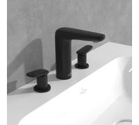 Villeroy und Boch Antao trois trous mitigeur lavabo TVW111001000K5 bec fixe, avec push-open garniture de vidange , noir mat