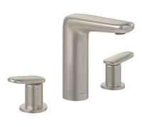 Villeroy & Boch Antao Mitigeur de lavabo à trois trous - avec garniture de vidage Push-Open - Nickel brossé mat (inox) TVW11100100064