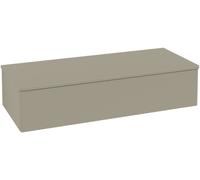 Villeroy & Boch Antao Sideboard, 1 tiroir, 1200x500x268mm, avec éclairage des tiroirs, façade structurée, plaques de recouvrement en marbre Botticino, L41103HJ, Couleur: Vernis mat Silk Grey