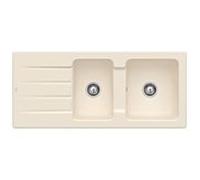 Villeroy & Boch Architectura MetalRim évier encastré 338001FU avec jeu de déchets et fonctionnement manuel, Ivoire