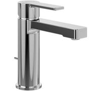 Villeroy & Boch Architectura Robinet de lavabo de salle de bain avec tirette et cartouche en céramique, mitigeur de lavabo, économiseur d'eau, hauteur du bec 111 mm, carré, chromé