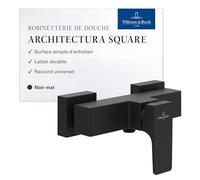 Villeroy & Boch Architectura Square Mitigeur de douche avec protection anti-retour et cartouche en céramique, mitigeur monocommande pour montage en saillie, carré, noir mat