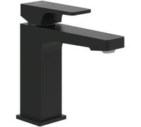 Villeroy & Boch Architectura Square Robinet de lavabo avec tirette et cartouche en céramique, mitigeur de lavabo, économiseur d'eau, hauteur du bec 161 mm, carré, noir mat