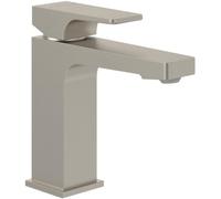 Villeroy & Boch Architectura Square Robinet de lavabo sans bonde avec cartouche en céramique, robinet de lavabo, économiseur d'eau, hauteur du bec 113 mm, carré, nickel brossé mat