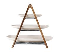Villeroy & Boch - Artesano Original Présentoir, 4 Pcs, Présentoir De 3 Étages En Matériaux Naturels, Porcelaine Premium/Ardoise Naturelle/Bois