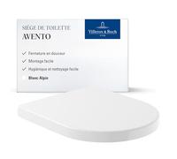 Villeroy & Boch Avento abattant WC, forme en D fine - Blanc Alpin, brillant | Avec dispositif de fermeture automatique, amovible, fin, en Duroplast incassable, pièce de rechange d'origine, 9M77C101