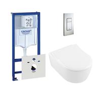 Villeroy & Boch Avento Cuvette y compris réservoir encastré et plaque de commande double chasse verticale horizontale Inox 0729205/0720026/sw59891/