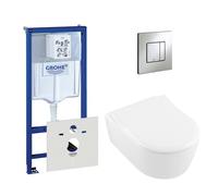 Villeroy & Boch Avento Cuvette y compris réservoir encastré et plaque de commande verticale/horizontale chrome mat 0720002/0729205/sw59891/