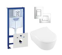 Villeroy & Boch Avento Cuvette y compris réservoir encastré et plaque de commande verticale/horizontale chrome 0720001/0729205/sw59891/