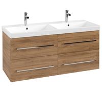 Villeroy & Boch Avento Meuble sous lavabo, 4 tiroirs, 1180x514x484mm, poignée chrome brillant, A89300RH, Couleur: Chêne du Kansas