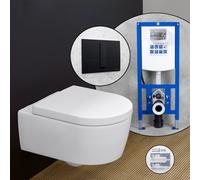 Villeroy & Boch Avento Pack complet Cuvette suspendue et bâti-support neeos,, 5656HR01+16791BM#SET,