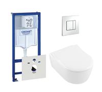 Villeroy & Boch Avento WC avec réservoir encastré et plaque de commande vertical/horizontal blanc 0720003/0729205/sw59891/