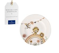 Villeroy & Boch - Boho kids Roar like a lion Assiette pour enfants, Assiette en porcelaine de style bohème, Ø 21,5 cm, Lavable au lave-vaisselle, Compatible micro-ondes, Multicolore