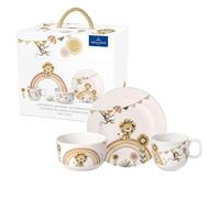Villeroy & Boch - Boho kids Roar like a lion Ensemble de vaisselle pour enfants 3 pièces, Vaisselle en porcelaine et couverts en acier inoxydable, Lavable au lave-vaisselle, Compatible micro-ondes
