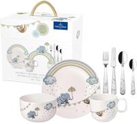 Villeroy & Boch - Boho kids Walk like an elephant Ensemble de vaisselle pour enfants 7 pièces, Vaisselle en porcelaine, couverts en acier inoxydable, passe au lave-vaisselle et au micro-ondes