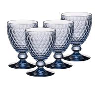 Villeroy & Boch Boston Coloured - Lot de 4 verres à vin rouge - 310 ml - Verre en cristal coloré avec motif à facettes - Passe au lave-vaisselle - Bleu