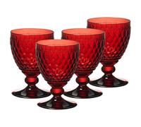 Villeroy & Boch Boston Coloured - Lot de 4 verres à vin rouge - 310 ml - Verres à vin colorés avec motif à facettes - Verre en cristal pour vin rouge - Passe au lave-vaisselle - Rouge
