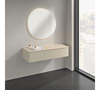 Buffet Villeroy & Boch Antao K41003HJ 120 x 26,8 x 50 cm, plan vasque couleur Botticino, laque mate gris soie