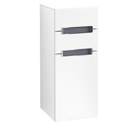 Villeroy & Boch Cabinet Subway, charnière à droite, plaque de recouvrement gris argent, A7131RMS, Couleur: Blanc mat, poignée : chrome brillant