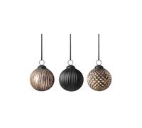 Villeroy & Boch - Christmas Chic Ensemble de 3 Boules de Noël en Verre Noir, décoration de Noël Moderne, déco de Noël élégante, Verre