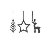 Villeroy & Boch - Christmas Chic Ensemble de 3 suspensions décoratives Noir, décoration de Noël Moderne, déco de Noël élégante, métal
