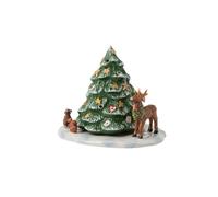 Villeroy & Boch - Christmas Toy’s Memory Sapin de Noël avec des Animaux de la forêt, Figurine décorative en Porcelaine Dure, Convient pour Les Bougies Chauffe-Plat, Multicolore, 23 x 17 x 17 cm