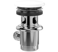 Villeroy & Boch clapet de vidage avec trop-plein, clapet verrouillable pour lavabo, garniture en laiton avec couvercle en céramique, Ø 32 mm, accessoires salle de bain, Blanc alpin