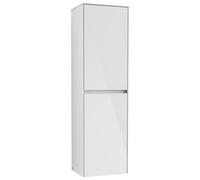 Villeroy & Boch Collaro Armoire haute, 1 porte, charnières à droite, avec panier à linge, 454x1538x349mm, C03401DH, Couleur: Façade/carcasse : Blanc brillant, poignée : Blanc mat