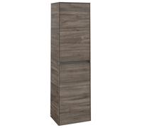 Villeroy & Boch Collaro Armoire haute, 1 porte, charnières à droite, avec panier à linge, 454x1538x349mm, C03401RK, Couleur: Façade/carcasse : Chêne de pierre, Poignée : Graphite