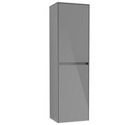 Villeroy & Boch Collaro Armoire haute, 1 porte, charnières à gauche, avec panier à linge, 454x1538x349mm, C03400FP, Couleur: Façade/carcasse : Gris brillant, poignée : Graphite