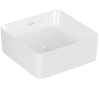 Villeroy & Boch Collaro lavabo à poser, carré, sans trou pour robinetterie, sans trop-plein, 380x380mm, 4A213801, Couleur: blanc-alpin