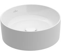 Villeroy & Boch Collaro lavabo à poser, rond, sans trou pour robinetterie, sans trop-plein, 400x400mm, 4A1840RW, Couleur: Blanc pierre CéramiquePlus