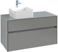 Villeroy & Boch Collaro meuble à lavabo 1000x548x500 mm, 2 tiroirs, pour lavabo à gauche, C03900VH, Couleur: Façade/carcasse : Chêne Arizona, poignée : Anthracite Matt