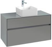Villeroy & Boch Collaro meuble à lavabo 1000x548x500 mm, 2 tiroirs, pour lavabo au milieu, C03800RH, Couleur: Façade/carcasse : Chêne du Kansas, poignée : Anthracite Matt