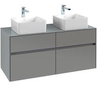 Villeroy & Boch Collaro meuble à lavabo 1200x548x500 mm, 4 tiroirs, pour 2 lavabos, C04400RH, Couleur: Façade/carcasse : Chêne du Kansas, poignée : Anthracite Matt