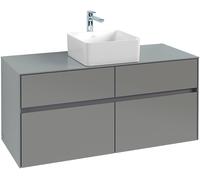Villeroy & Boch Collaro meuble à lavabo 1200x548x500 mm, 4 tiroirs, pour lavabo au milieu, C04100RH, Couleur: Façade/carcasse : Chêne du Kansas, poignée : Anthracite Matt