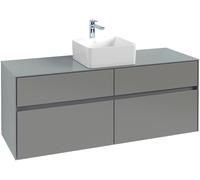 Villeroy & Boch Collaro meuble à lavabo 1400x548x500 mm, 4 tiroirs, pour lavabo au milieu, C04500RH, Couleur: Façade/carcasse : Chêne du Kansas, poignée : Anthracite Matt