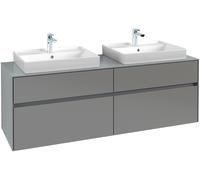 Villeroy & Boch Collaro meuble à lavabo 1600x548x500 mm, 4 tiroirs, pour 2 lavabos, C02400, Coloris: Façade/carcasse : Chêne du Kansas, poignée : Anthracite Matt - C02400RH
