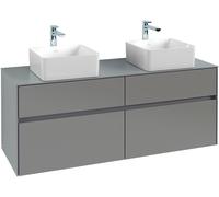 Villeroy & Boch Collaro meuble sous-lavabo 1400x548x500 mm, 4 tiroirs, pour 2 lavabos, C04800RH, Couleur: Façade/carcasse : Chêne du Kansas, poignée : Anthracite Matt