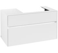 Villeroy & Boch Collaro Meuble sous-lavabo, 2 tiroirs, lavabo à droite, suspendu, 1000x548x500mm, C01800MS, Couleur: Façade/carcasse : blanc mat, poignée : blanc mat