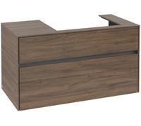Villeroy & Boch Collaro Meuble sous-lavabo, 2 tiroirs, lavabo à droite, suspendu, 1000x548x500mm, C01800VH, Couleur: Façade/carcasse : Chêne Arizona, poignée : Graphite