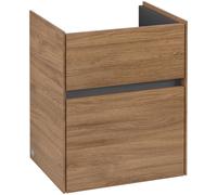Villeroy & Boch Collaro Meuble sous-lavabo, 2 tiroirs, lavabo au centre, 460x546x374mm, C00600RH, Couleur: Façade/carcasse : Chêne du Kansas, poignée : Graphite