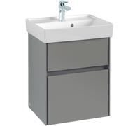 Villeroy & Boch Collaro Meuble sous-lavabo, 2 tiroirs, lavabo au centre, 460x546x374mm, C00600RK, Couleur: Façade/carcasse : Chêne de pierre, Poignée : Graphite