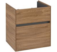 Villeroy & Boch Collaro Meuble sous-lavabo, 2 tiroirs, lavabo au centre, 510x546x414mm, C00700RH, Couleur: Façade/carcasse : Chêne du Kansas, poignée : Graphite