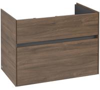Villeroy & Boch Collaro Meuble sous-lavabo, 2 tiroirs, lavabo au centre, 754x546x444mm, C01000VH, Couleur: Façade/carcasse : Chêne Arizona, poignée : Graphite