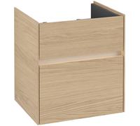 Villeroy & Boch Collaro Meuble sous-lavabo, 2 tiroirs, lavabo au centre, avec éclairage, 510x546x414mm, C007B0VJ, Couleur: Carcasse/avant : Chêne nordique, poignée : Gris cachemire